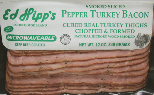 Ed Hipp’s Smoked Sliced Pepper Turkey Bacon